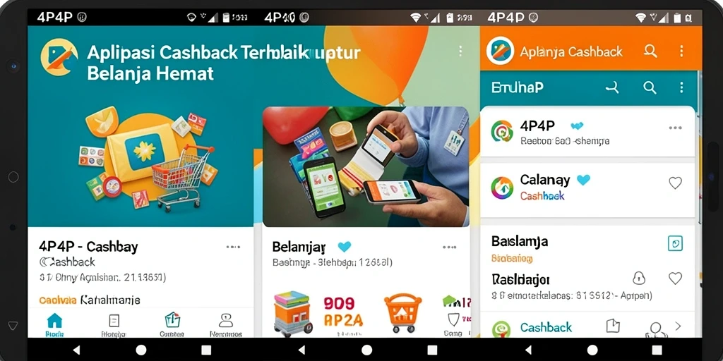 Antarmuka aplikasi 4P4P yang menampilkan proses cashback yang sederhana.