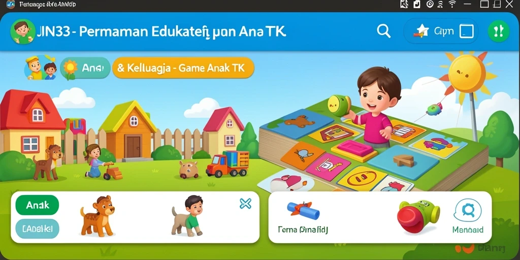 Tampilan antarmuka JIN33 yang ceria dan interaktif untuk anak-anak.
