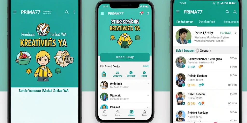 Antarmuka PRIMA77 yang intuitif untuk membuat stiker WA.