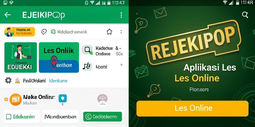 Tampilan antarmuka aplikasi Les Online REJEKIPOP yang menarik dan interaktif.