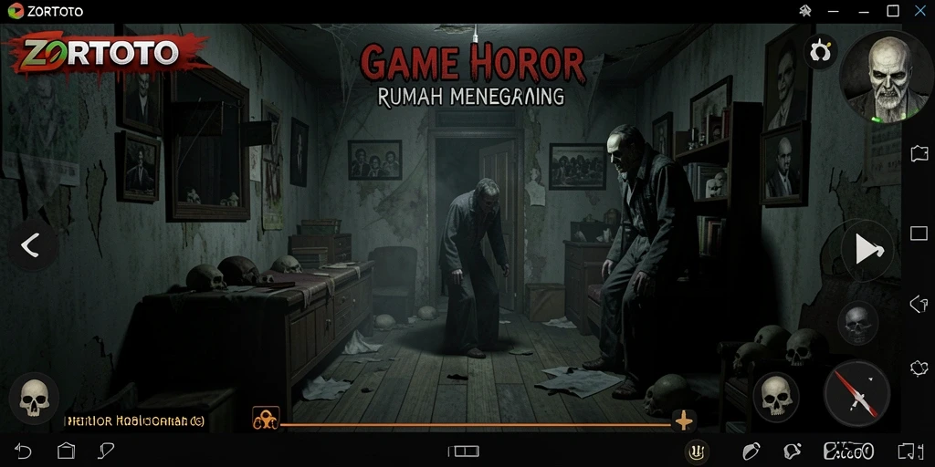 Tampilan antarmuka ZORTOTO yang menyeramkan dan menegangkan.